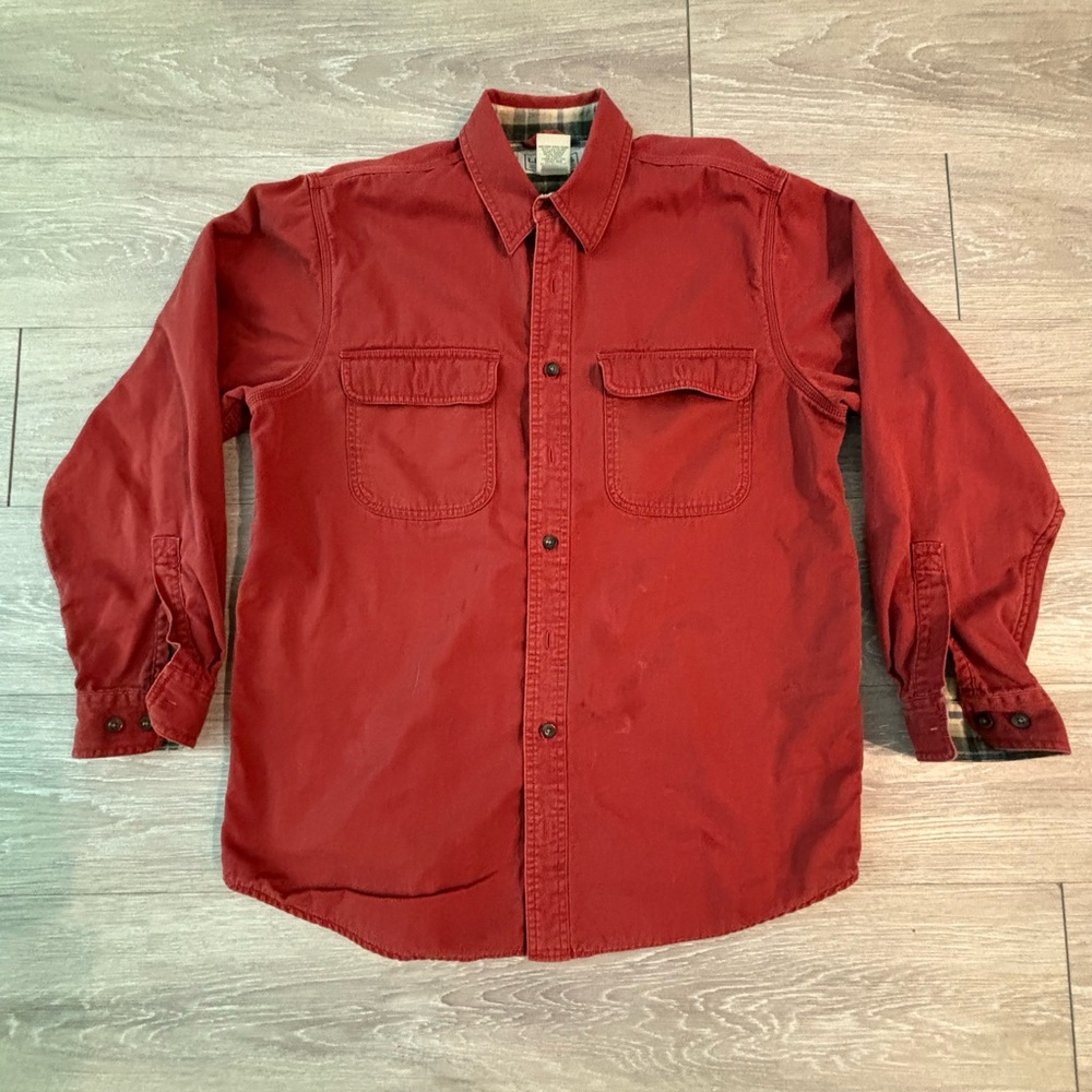 LL Bean Men's Flannel-Lined Hurricane shirt Dark Barley Medium